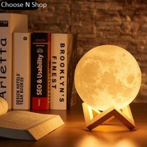 3D Moon Lamp Light Rechargeable 13/15cm Moon Night Light with Stand-Touch Switch - 7 Color - Moon Table Lamp