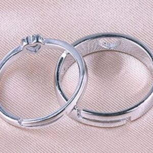 2 Pcs/Set Charm Heart Finger zircon Rings adjustable for Men and Women Plated Forever Love Engagement Wedding Jewelry romantic Couple for Lovers, party Gift