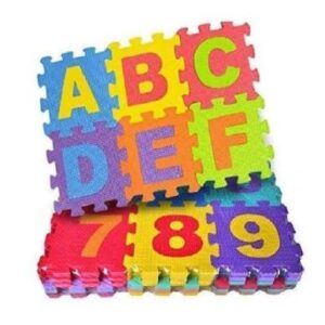 ABC Toy Block Mat Alphabets and Numbers Early Learning Toy Play Foam Puzzle Mat for Kids 36 Pieces 6cm x 6cm