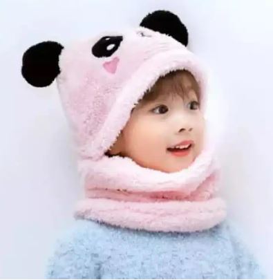 Beanie Cap Neck Warmer Beanie| Wool Caps For Kids Winter Thicken Warm Kids Hat Scarf All-in-one Fleece Boys Girls Cap Beanie Cute Cartoon Panda Toddler Children Hat Bonnet