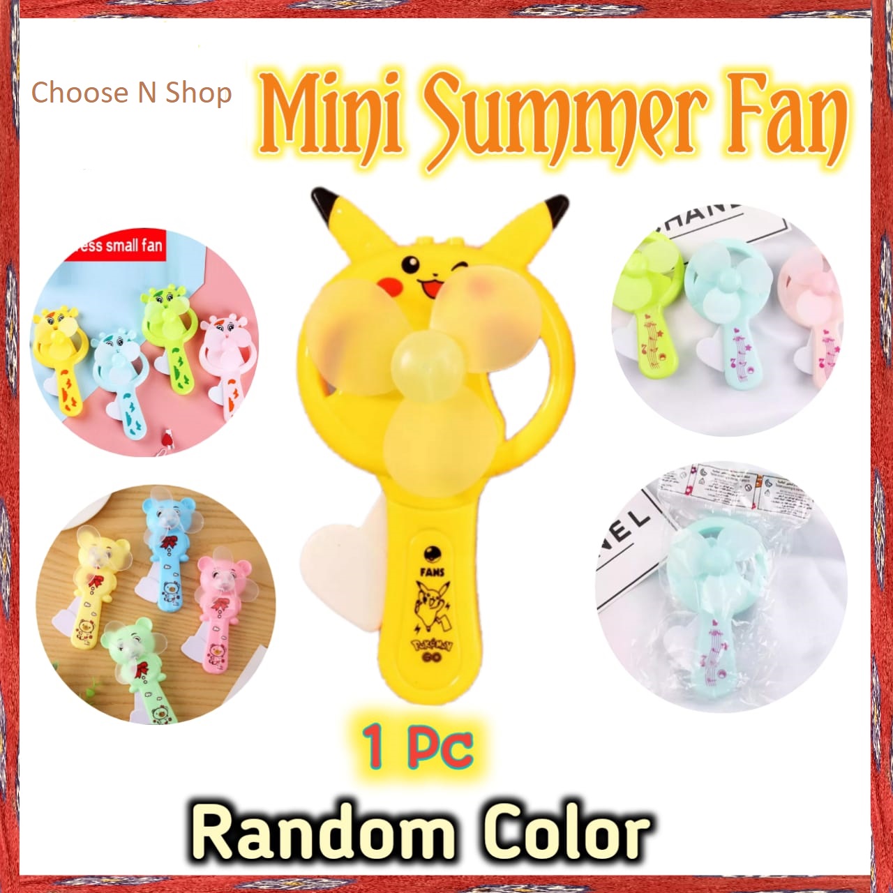 Hand Pressure Small Fan Handheld Manual Fan Portable Mini Sweet Hand Held Student Toy Fan Random Type For Summer Cooling fun for children