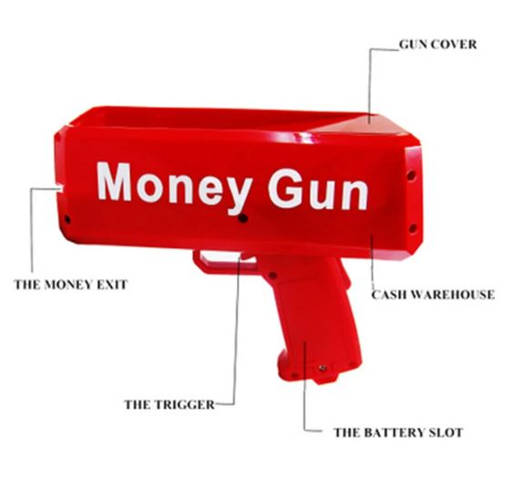 Super Money Machine toy cell/battery operated Money Gun_Paper Spary Machine Toy with 100 Pcs Play Money Cash Party Supplies - Image 5