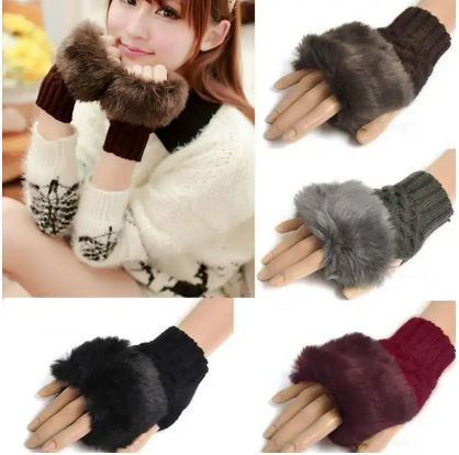 Wool Gloves Fancy Winter Women Girls wool Gloves Knitting wool gloves Keep Warm Short Mitten Fingerless Lady Girl Half Finger Gloves - Image 3
