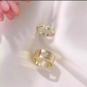 Trendy Butterfly Rings for Men & Women - Lover Pack of 2 Open Adjustable Rings for Couples - Couples Ring