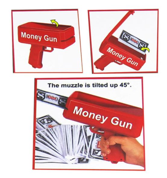 Super Money Machine toy cell/battery operated Money Gun_Paper Spary Machine Toy with 100 Pcs Play Money Cash Party Supplies - Image 3